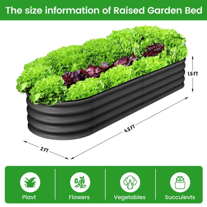 2-Pack Oval Galvanized Steel Raised Garden Bed Planter Boxes
