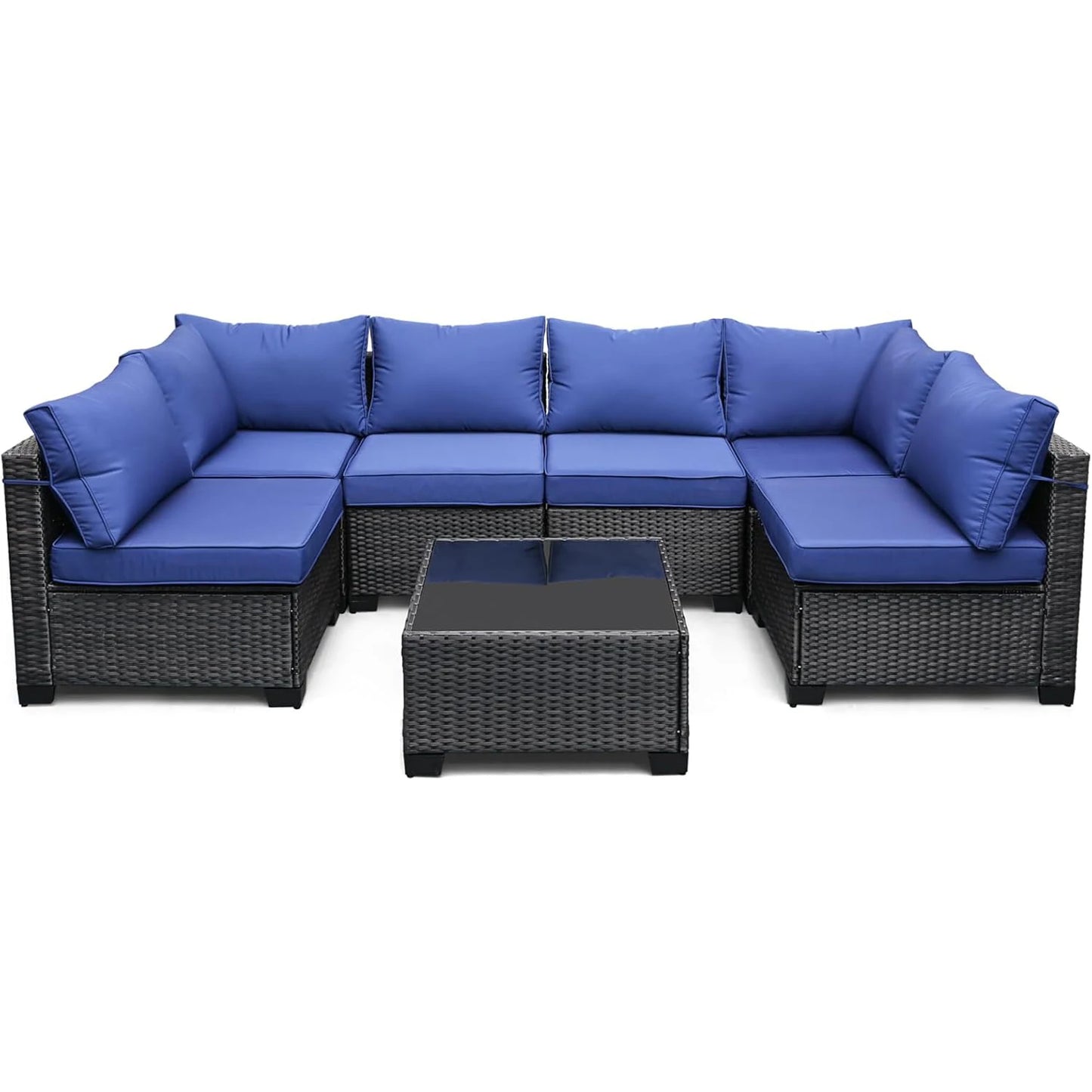 7-Piece Modular Outdoor Furniture Set, Rattan Wicker