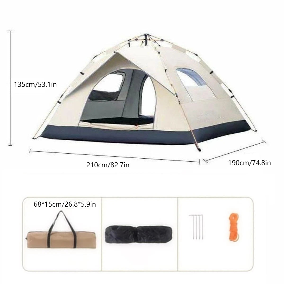 Outdoor shelter Sunshade Self-driving Camping tent Two doors and two windows