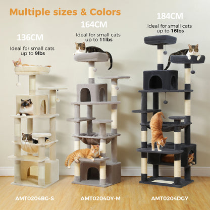 Large Cat Tree with Scratching Posts, Hammock & Condos