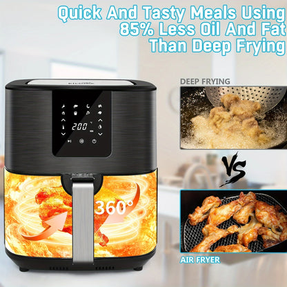 Large Air Fryer, 1500W 7QT, Adjustable Temperature 100-400°F, Digital Touch Screen