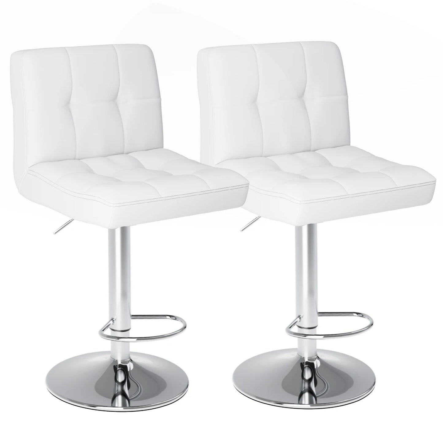 Leather Bar Stools Set of 2, Counter Height Bar Stools Backrest