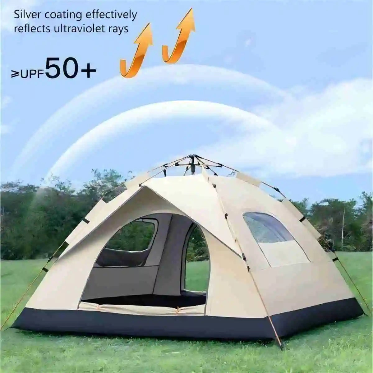 Outdoor shelter Sunshade Self-driving Camping tent Two doors and two windows
