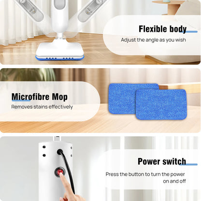 Steam Cleaner, 1500W Powerful Floor Steamer for Carpet Laminate Hardwood,2 Washable Pads