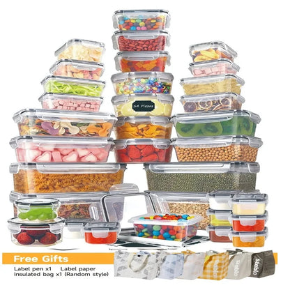 48Pcs BPA-Free Food Storage Set - 24 Containers & Lids with Labels
