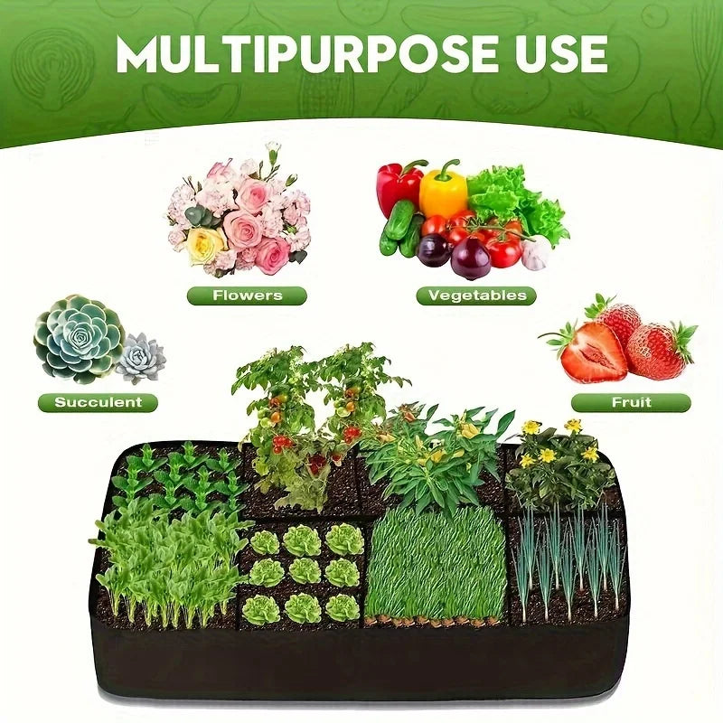 Garden Bed, 128 Gallon 8 Grids Plant Grow Bags, 3x6FT Breathable Planter Raised Beds For Growing Vegetables Potatoes Flowers